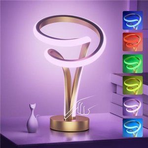 Cool Lamps for Bedroom 10 Light Modes Modern Spiral RGB Table Touch Dimmable